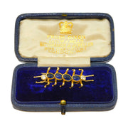 Victorian Boxed 18ct Gold, 0.3ct Diamond & Sapphire Insect Brooch Antique