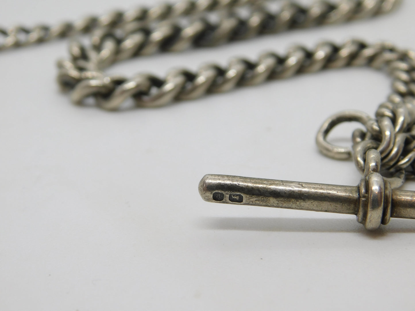 Victorian Sterling Silver Graduating Albert Watch Chain Antique 1898 Birmingham