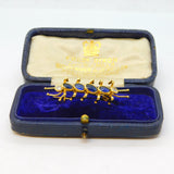 Victorian Boxed 18ct Gold, 0.3ct Diamond & Sapphire Insect Brooch Antique