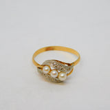French 19th Century 18ct Yellow Gold, Diamond & Pearl Dress Ring Antique c1880
