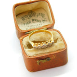 Victorian 18ct Yellow Gold & Five Stone Illusion Set Diamond Ring Antique c1880