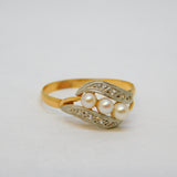 French 19th Century 18ct Yellow Gold, Diamond & Pearl Dress Ring Antique c1880