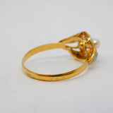 French 19th Century 18ct Yellow Gold, Diamond & Pearl Dress Ring Antique c1880