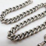 Victorian Sterling Silver Chunky Single Albert Watch Chain Antique c1880
