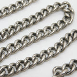 Victorian Sterling Silver Chunky Single Albert Watch Chain Antique c1880