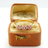 10ct Yellow Gold, Pink Topaz & Diamond Dress Ring Vintage c1990