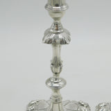 George II Cast Pair of Sterling Silver Candlesticks Antique 1756 London J. Gould