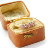 10ct Yellow Gold, Pink Topaz & Diamond Dress Ring Vintage c1990