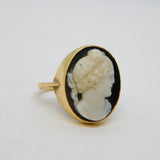 Victorian 9ct Gold Mounted Hardstone Female Cameo Dress Ring Antique c1840