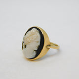 Victorian 9ct Gold Mounted Hardstone Female Cameo Dress Ring Antique c1840