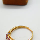 10ct Yellow Gold, Pink Topaz & Diamond Dress Ring Vintage c1990