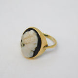 Victorian 9ct Gold Mounted Hardstone Female Cameo Dress Ring Antique c1840