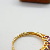 10ct Yellow Gold, Pink Topaz & Diamond Dress Ring Vintage c1990