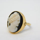Victorian 9ct Gold Mounted Hardstone Female Cameo Dress Ring Antique c1840