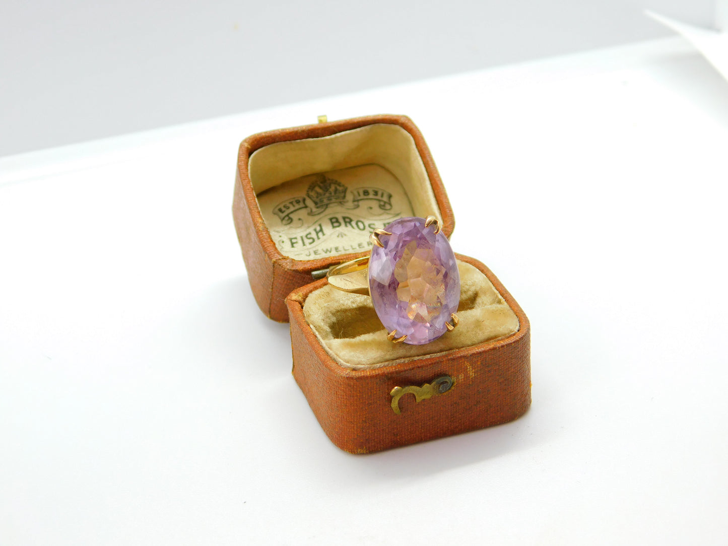 9ct Yellow Gold & Purple Amethyst Cocktail Statement Ring 1989 Birmingham