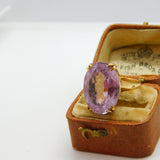 9ct Yellow Gold & Purple Amethyst Cocktail Statement Ring 1989 Birmingham