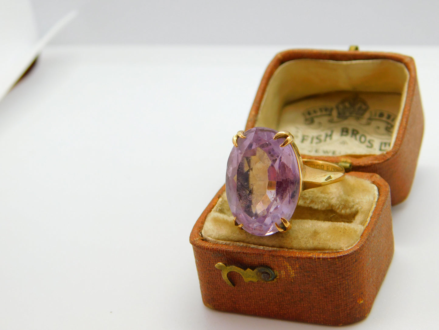 9ct Yellow Gold & Purple Amethyst Cocktail Statement Ring 1989 Birmingham