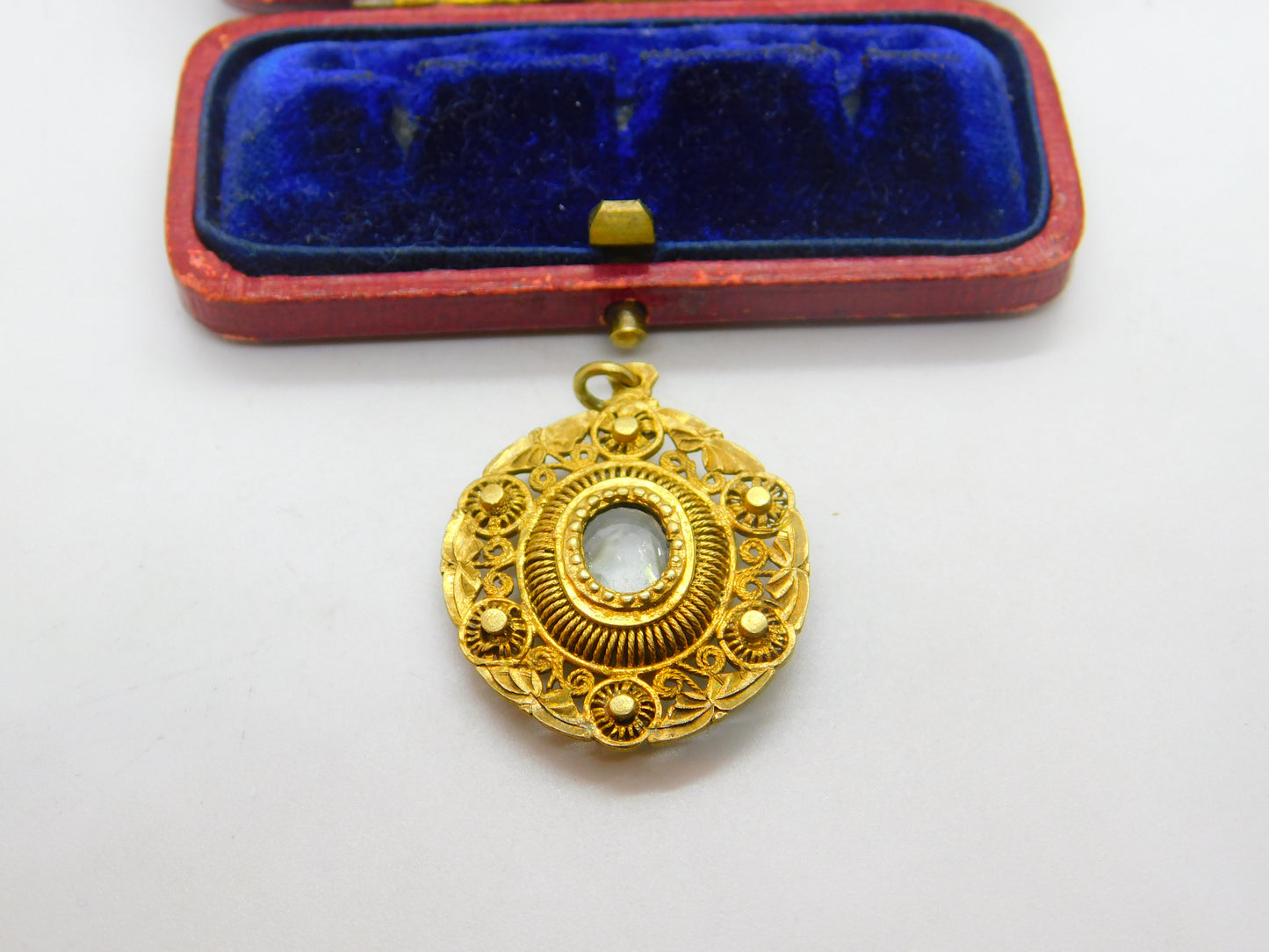 18th Century Spanish Colonial Silver Gilt Reliquary Filigree Locket Pendant c1790