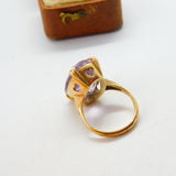 9ct Yellow Gold & Purple Amethyst Cocktail Statement Ring 1989 Birmingham