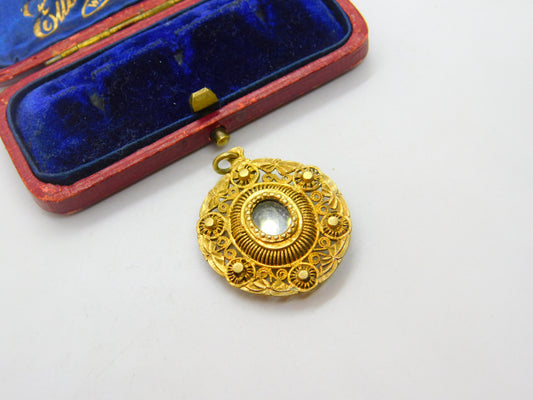 18th Century Spanish Colonial Silver Gilt Reliquary Filigree Locket Pendant c1790