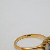 9ct Rose Gold, Turquoise, Moonstone & Diamond Dress Ring Antique c1930 Deco