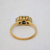 9ct Rose Gold, Turquoise, Moonstone & Diamond Dress Ring Antique c1930 Deco