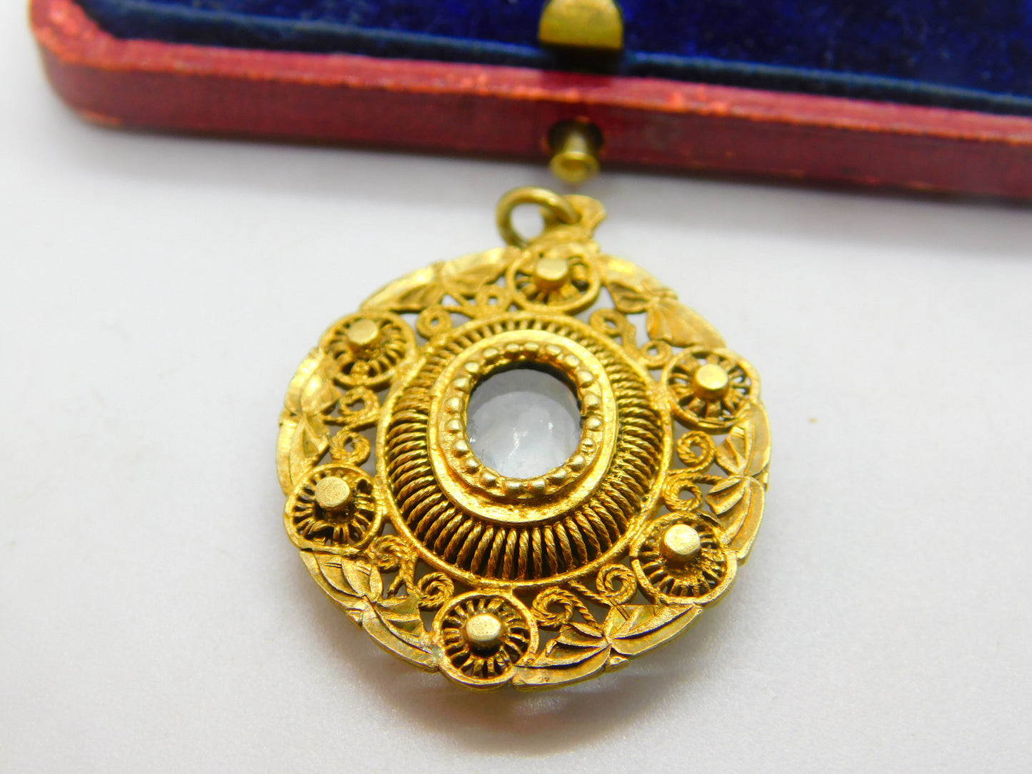 18th Century Spanish Colonial Silver Gilt Reliquary Filigree Locket Pendant c1790