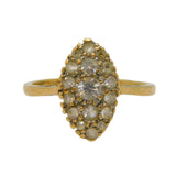 9ct Yellow Gold & Spinel Set Navette Ring Vintage 1962 Birmingham