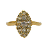 9ct Yellow Gold & Spinel Set Navette Ring Vintage 1962 Birmingham