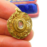 18th Century Spanish Colonial Silver Gilt Reliquary Filigree Locket Pendant c1790