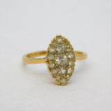 9ct Yellow Gold & Spinel Set Navette Ring Vintage 1962 Birmingham
