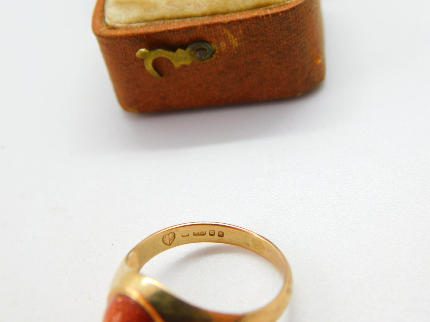 9ct Yellow Gold Cabochon Goldstone Set Signet Ring 1975 London Vintage