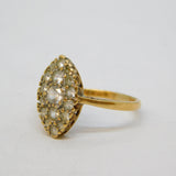 9ct Yellow Gold & Spinel Set Navette Ring Vintage 1962 Birmingham