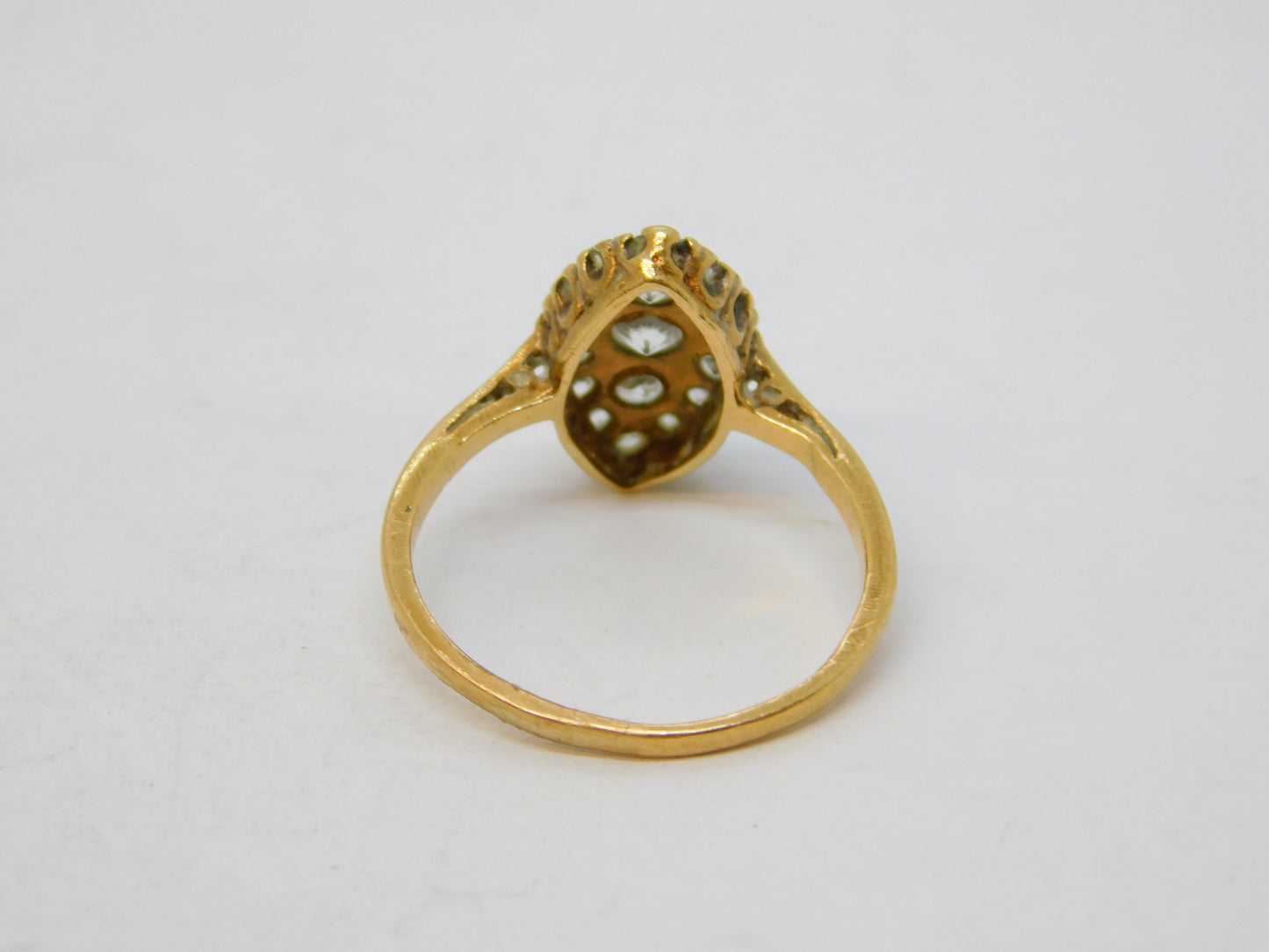 9ct Yellow Gold & Spinel Set Navette Ring Vintage 1962 Birmingham