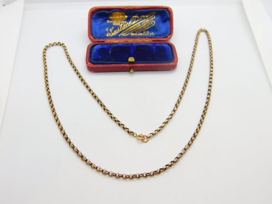 Edwardian 9ct Rose Gold Belcher Chain Necklace 22" Length Antique c1910