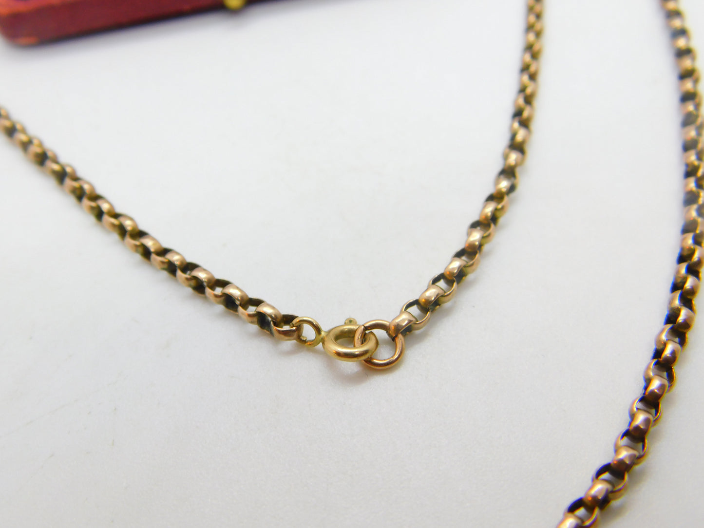 Edwardian 9ct Rose Gold Belcher Chain Necklace 22" Length Antique c1910