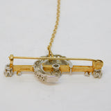 9ct Yellow Gold Victorian Style Spinel Set Crescent Brooch Vintage Sheffield