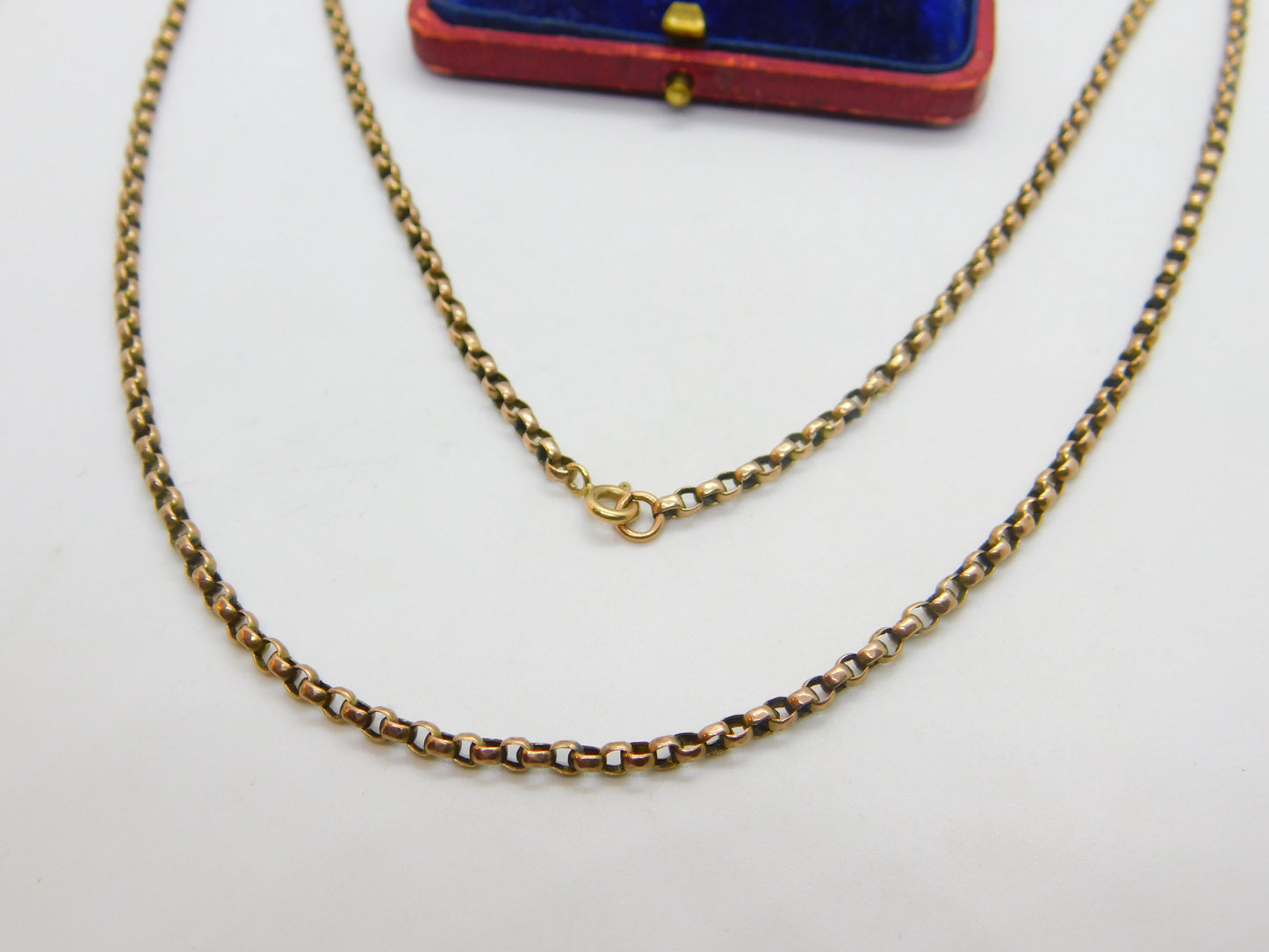 Edwardian 9ct Rose Gold Belcher Chain Necklace 22" Length Antique c1910