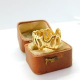 Modernist 18ct Yellow Gold Abstract Wave Pattern Band Ring 1992 London Vintage