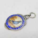 Sterling Silver & Enamel Racing Pigeon Sporting Fob Medal Antique 1926 Art Deco