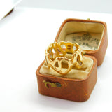 Modernist 18ct Yellow Gold Abstract Wave Pattern Band Ring 1992 London Vintage