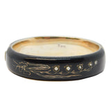 19th Century Austro-Hungarian Silver Gilt, Black Enamel Mourning Bangle Antique