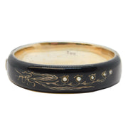 19th Century Austro-Hungarian Silver Gilt, Black Enamel Mourning Bangle Antique