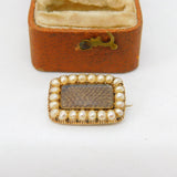 Georgian 15ct Gold, Pearl & Woven Hair Set Mourning Brooch c1820 Antique