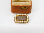 Georgian 15ct Gold, Pearl & Woven Hair Set Mourning Brooch c1820 Antique