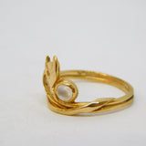 Scottish 9ct Yellow Gold & Moonstone Floral Dress Ring Vintage 1986 Edinburgh