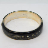 19th Century Austro-Hungarian Silver Gilt, Black Enamel Mourning Bangle Antique