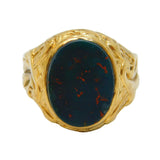 Victorian Large 9ct Yellow Gold & Bloodstone Signet Ring Antique c1880s