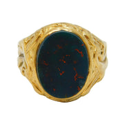 Victorian Large 9ct Yellow Gold & Bloodstone Signet Ring Antique c1880s
