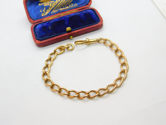 9ct Rose Gold Albert Chain Bracelet Antique 1912 Birmingham 7.5" Length